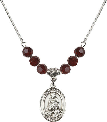 St. Daniel Birthstone Necklace | 3/4 inch | 6mm Beads