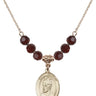 Saint Edward the Confessor Birthstone Necklace | 3/4 inch | 6mm Beads  Garnet 14kt Gold Filled