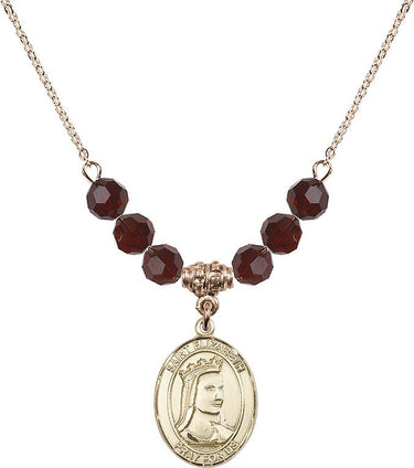 St. Elizabeth of Hungary Birthstone Necklace | 3/4 inch | 6mm Beads