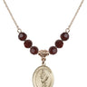 Saint Florian Birthstone Necklace | 3/4 inch | 6mm Beads  Garnet 14kt Gold Filled