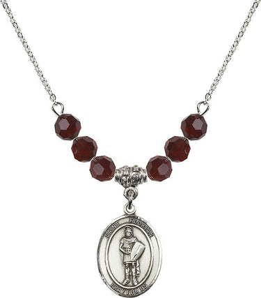 St. Florian Birthstone Necklace | 3/4 inch | 6mm Beads | N30-8034