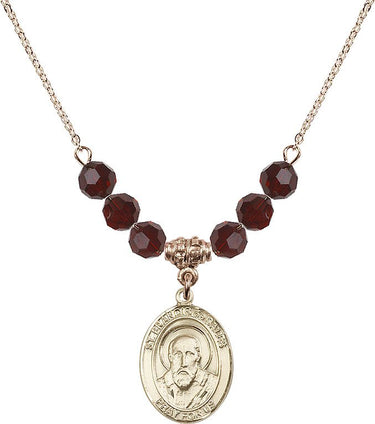 St. Francis de Sales Birthstone Necklace | 3/4 inch | 6mm Beads