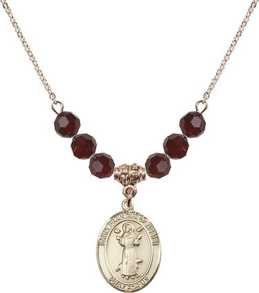 Collar con piedra natal de San Francisco de Asís | 1,9 cm | Cuentas de 6 mm