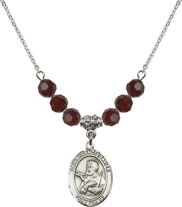 Collar de San Francisco Javier con Piedra de Nacimiento | 1,9 cm | Cuentas de 6 mm