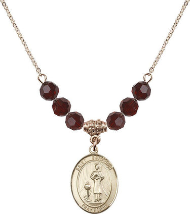 Collar de San Ginés de Roma con piedra de nacimiento | 1,9 cm | Cuentas de 6 mm