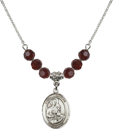 Collar de San Gerardo Mayela con Piedra de Nacimiento | 1.9 cm | Cuentas de 6 mm
