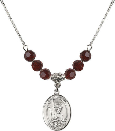 Collar de Santa Elena con piedra de nacimiento | 1,9 cm | Cuentas de 6 mm
