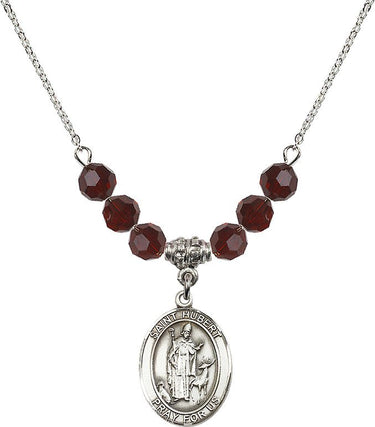 Collar de San Huberto de Lieja con piedra de nacimiento | 1,9 cm | Cuentas de 6 mm
