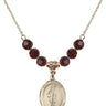Saint Gregory the Great Birthstone Necklace | 3/4 inch | 6mm Beads  Garnet 14kt Gold Filled