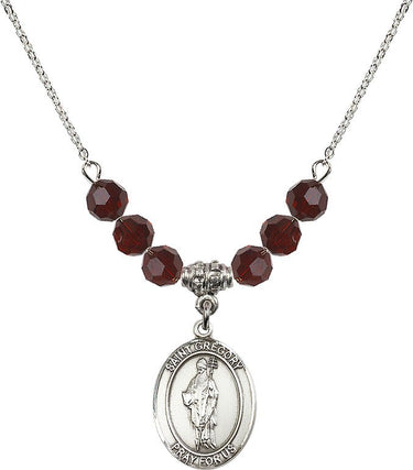 Collar de San Gregorio Magno con piedra de nacimiento | 1,9 cm | Cuentas de 6 mm