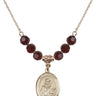 Saint Isidore of Seville Birthstone Necklace | 3/4 inch | 6mm Beads  Garnet 14kt Gold Filled