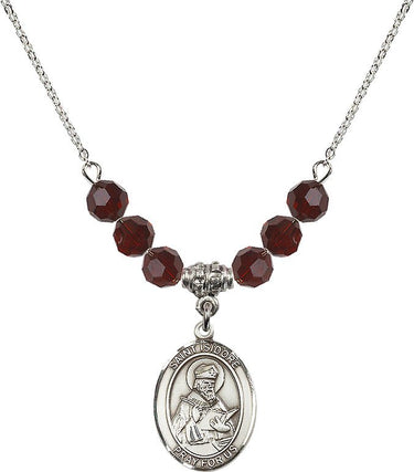 Collar con piedra natal de San Isidoro de Sevilla | 1,9 cm | Cuentas de 6 mm