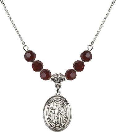 Collar de San Santiago el Mayor con piedra de nacimiento | 1,9 cm | Cuentas de 6 mm