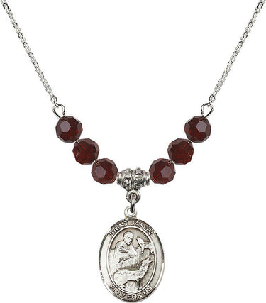 Saint Jason Birthstone Necklace | 3/4 inch | 6mm Beads
