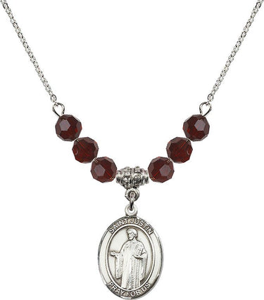 Saint Justin Birthstone Necklace | 3/4 inch | 6mm Beads