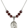 Saint Joan of Arc Birthstone Necklace | 3/4 inch | 6mm Beads  Garnet Sterling Silver