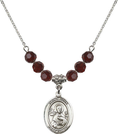 Saint John the Apostle Birthstone Necklace | 3/4 inch | 6mm Beads