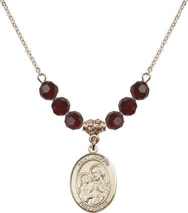 Saint Joseph Birthstone Necklace | 3/4 inch | 6mm Beads | N30-8058