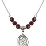 Saint Joseph Birthstone Necklace | 3/4 inch | 6mm Beads  Garnet Sterling Silver