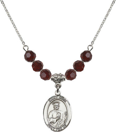 Saint Jude Thaddeus Birthstone Necklace | 3/4 inch | 6mm Beads