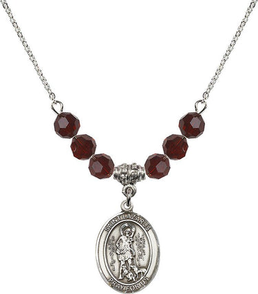 Saint Lazarus Birthstone Necklace | 3/4 inch | 6mm Beads