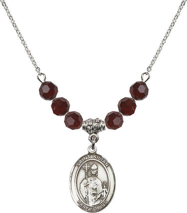 Saint Kilian Birthstone Necklace | 3/4 inch | 6mm Beads