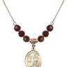 Saint Luke the Apostle Birthstone Necklace | 3/4 inch | 6mm Beads  Garnet 14kt Gold Filled