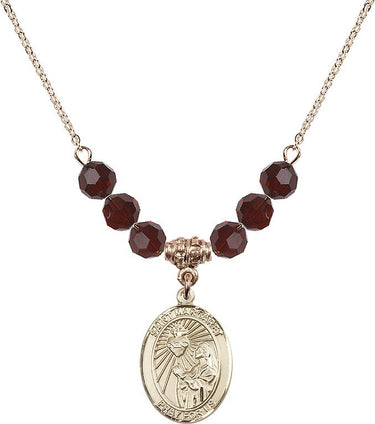Saint Margaret Mary Alacoque Birthstone Necklace | 3/4 inch | 6mm Beads | N30-8072