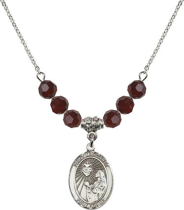Saint Margaret Mary Alacoque Birthstone Necklace | 3/4 inch | 6mm Beads | N30-8072