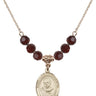 Saint Maximilian Kolbe Birthstone Necklace | 3/4 inch | 6mm Beads  Garnet 14kt Gold Filled
