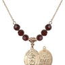 Saint Michael the Archangel Birthstone Necklace | 3/4 inch | 6mm Beads  Garnet 14kt Gold Filled