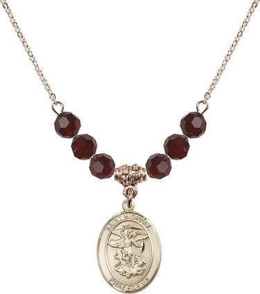 Saint Michael the Archangel Birthstone Necklace | 3/4 inch | 6mm Beads