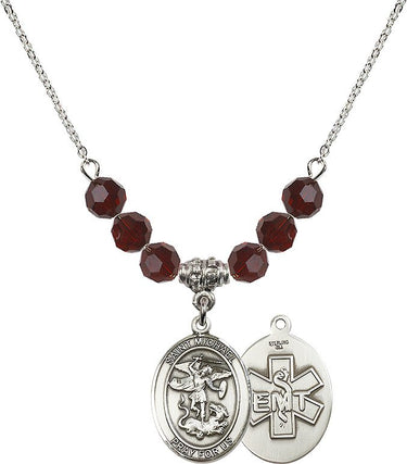 Saint Michael the Archangel EMT Birthstone Necklace | 3/4 inch