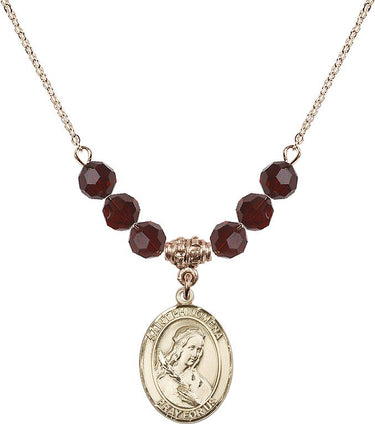 Saint Philomena Birthstone Necklace | 3/4 inch | 6mm Beads