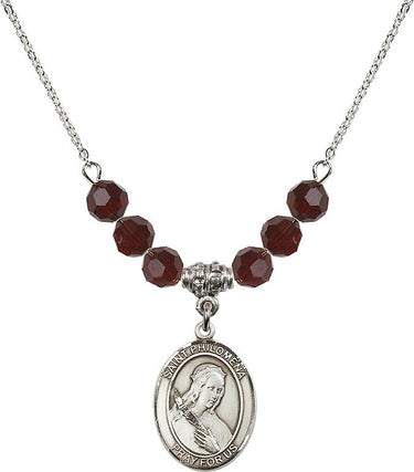 Saint Philomena Birthstone Necklace | 3/4 inch | 6mm Beads