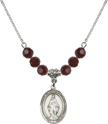 Beads Miraculous Medal Birthstone Necklace | 3/4 inch | 6mm Beads | N30-8078