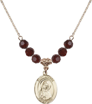 Saint Monica Birthstone Necklace | 3/4 inch | 6mm Beads