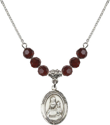 Collar de Nuestra Señora de Loreto con piedra natal | 1,9 cm | Cuentas de 6 mm