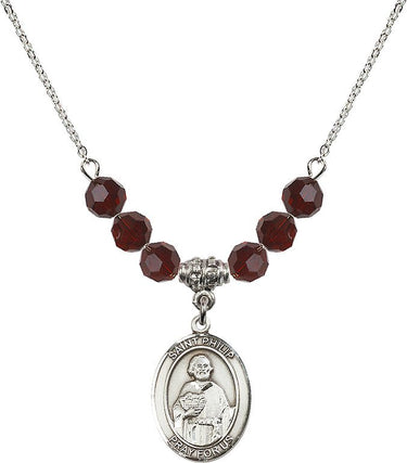 Saint Philip the Apostle Birthstone Necklace | 3/4 inch | 6mm Beads