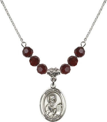 Saint Paul the Apostle Birthstone Necklace | 3/4 inch | 6mm Beads