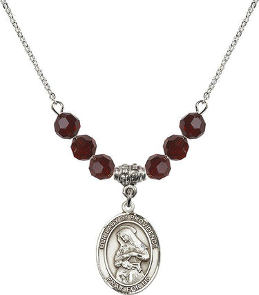 Collar con piedra de nacimiento de Nuestra Señora de la Providencia | 1.9 cm | Cuentas de 6 mm