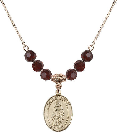 Saint Peregrine Laziosi Birthstone Necklace | 3/4 inch | 6mm Beads