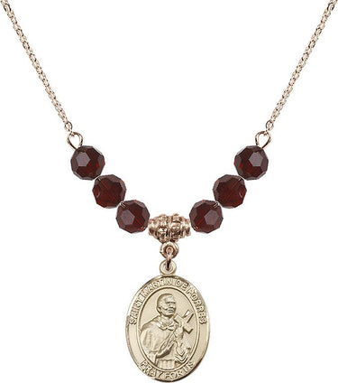 Saint Martin de Porres Birthstone Necklace | 3/4 inch | 6mm Beads