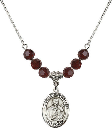 Saint Martin de Porres Birthstone Necklace | 3/4 inch | 6mm Beads
