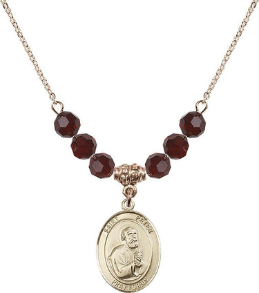 Saint Peter the Apostle Birthstone Necklace | 3/4 inch | 6mm Beads