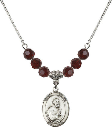 Saint Peter the Apostle Birthstone Necklace | 3/4 inch | 6mm Beads