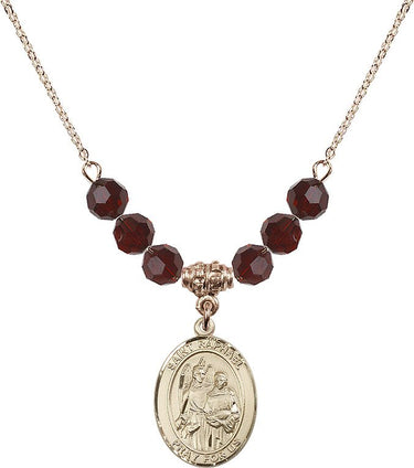 Saint Raphael the Archangel Birthstone Necklace | 3/4 inch | 6mm Beads