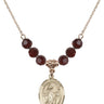 Saint Richard Birthstone Necklace | 3/4 inch | 6mm Beads  Garnet 14kt Gold Filled