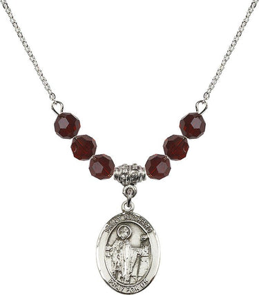 Saint Richard Birthstone Necklace | 3/4 inch | 6mm Beads