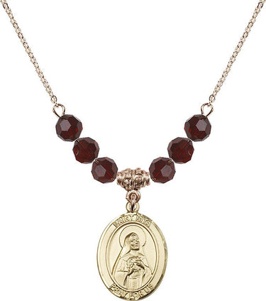 Saint Rita of Cascia Birthstone Necklace | 3/4 inch | 6mm Beads